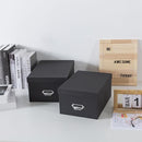 Soul & Lane Black Decorative Cardboard Storage Boxes with Lids, Set of 2 Stacking Keepsake Photo and Memory Boxes for Home & Office, Elegant Paperboard Organizers with Label Holders and Drawer Pulls by TinyTreasures Baby Boutique