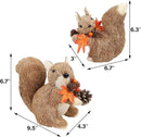 winemana Set of 2 Fall Table Decor-Squirrels with Leaves Pine Cones Thanksgiving Home Decorations Indoor Sisal Figurines, Cozy Fall Office Harvest Centerpiece Christmas Kitchen Décor by CozyNest Decor