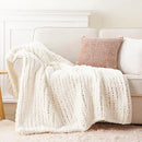 Battilo Chunky Knit Throw Blanket, Soft and Thick Chenille Throw Blanket, 50"x60" Handmade Cable Knit Crochet Blanket, Large Rope Knot Throw Blankets for Couch Sofa Bed Home Decor, Cream by CozyNest Decor