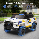 12V 7Ah Electric Police Car Ride on Toy for Big Kids, 2 Seater Kids Ride on Car SUV w/Remote Control, Bluetooth - White by TinyTreasures Baby Boutique