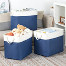 Bidtakay Extra Large Storage Baskets for Shelves 3 Pack Fabric Storage Bins for Organizing Linen Collapsible Organizer for Closet-White&Blue by TinyTreasures Baby Boutique