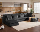 Oversized Modular Sofa, Extra Deep Cloud Corduroy Sectional Couch with Ottoman Chaise, Fluffy Chenille 6 Seat U-Shaped Sofa for Living Room, Villa (U Shape 6 Seater, Corduroy Black) by CozyNest Decor