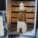 Linfevisi Wood Lighthouse Decor Rustic LED Light House Decor Wooden Decorative Nautical Lighthouse Statue Coastal Beach Themed Lighthouse Handcrafted Tabletop Decoration Home Bathroom (13.78") by CozyNest Decor