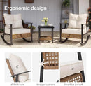 LAUSAINT HOME 3-Piece Rocking Bistro Set, Outdoor Patio Furniture with Thick Cushions and 2-Tier Coffee Table, Oversize Rattan Conversation Set for Garden, Balcony, Backyard (Beige) by CozyNest Decor