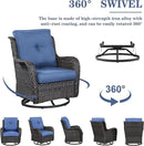 Outdoor Swivel Rcoker Patio Chair - 3 Pieces Wicker Swivel Glider Chairs with Side Table, Patio Furniture Set for Porch Deck Balcony Garden by GreenHaven Gardens