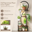 Indoor Plant Stand with Grow Lights, Half-Heart Shape Metal Shelf with Multiple Wood Boards and Hooks for Hanging & Potted Plants, Tall LED Display Rack for Living Room, Balcony Décor by GreenHaven Gardens