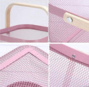 Metal Mesh Steel Basket, Storage Organizer Basket Multi-functional Hanging Kitchen Baskets Fruit Basket Bin with Bamboo Handle for Kitchen Bathroom Picnic Shopping Decor Cabinet Home, Pink by GreenHaven Gardens