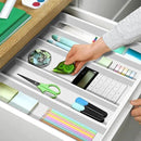 ROYAL CRAFT WOOD Luxury Bamboo Kitchen Drawer Organizer - Silverware Organizer - Utensil Holder and Cutlery Tray with Grooved Drawer Dividers for Flatware and Kitchen Utensils (5 Slot, White) by CozyNest Decor