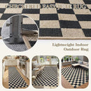 Lahome Checkered Easy Jute Outdoor Rug, 5x7 Farmhouse Rugs for Living Dining Room, Washable Non Slip Non Shedding Floor Carpet for Sunroom Mudroom Backyard Deck by CozyNest Decor