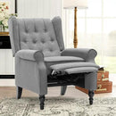 Mid Century Wingback Recliner Chair for Adults, Modern Linen Fabric Push Back Recliner Chairs with Button Tufted Upholstered Back & Footrest, Manual Recliner Chais for Living Room, Nursery, Gray by CozyNest Decor