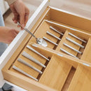Premium Cutlery, Flatware, and Silverware Drawer Organizer – Slanted 3-Compartment Design with Labeled Slots, Non-Slip Feet, 100% Sustainable Bamboo, 2 Pack by CozyNest Decor