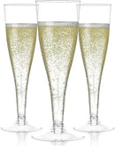 Prestee Set of 24 Clear Plastic Champagne Flutes - 4.5 oz Capacity Shatterproof Disposable Glasses - Suitable for Weddings, Cocktail Parties, and Outdoor Celebrations by CozyNest Decor