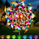 Solar Wind Spinners for Yard and Garden - 360° Metal Large Wind Sculptures Outdoor Clearance Kinetic Windmills with 4 Layer Jeweled Blades for Patio, Lawn Garden Decoration - 54Inch by CozyNest Decor