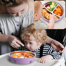 Nuogo 2 Pcs Stainless Steel Baby Suction Plates with Removable Silicone Shell 2-in-1 Metal Toddler Bowl Divided for Picky Eaters Kids Feeding Led Weaning Supplies, Dishwasher Safe (Purple,Green) by TinyTreasures Baby Boutique