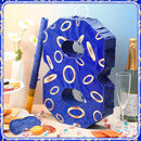 Number 8 Blue and Golden Rings Piñata for Kids Birthday Cartoon Theme Small Piñata with Blindfold Stick Confetti for Fiesta Cinco De Mayo Party Decor, 15.8 x 11 x 2.8 Inch by TinyTreasures Baby Boutique