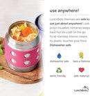 LunchBots Thermal 8 oz Triple Insulated Thermos - Hot 6 Hours or Cold 12 Hours - Leak Proof Thermos Soup Jar - All Stainless Interior - Navy Lid - Pink Dots by TinyTreasures Baby Boutique