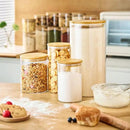 Extra Large Glass Flour and Sugar Storage Containers with Airtight Lids,132 floz x2 [Set of 2] Big Glass Jars with Bamboo Lids, Air Tight Food Storage Jars for Cereal, Pasta, Rice, Coffee by CozyNest Decor