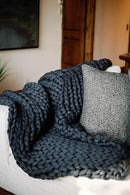 Nuzzie Chunky Knit Weighted Blanket - Breathable, Cooling, Hand Made Knit Throw Blanket for Sleep - Machine Washable, Stylish Decor Design (Charcoal, Queen | 28lbs | 80"x80") by CozyNest Decor