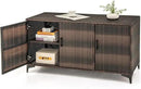 RELAX4LIFE 84-Gallon Outdoor Storage Box - Wicker Rattan 3-Door Patio Storage Cabinet Container w/Removable Shelves for Cushions, Garden Tools, Pool & Sports Equipment, Indoor Outdoor Deck Box (Brown) by CozyNest Decor