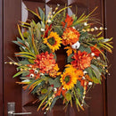 Fall Wreaths for Front Door 24 Inch Fall Wreath with Pumpkins, Sunflowers & Berries – Outdoor Autumn Wreath for Porch, Thanksgiving, Halloween & Harvest Decor by CozyNest Decor