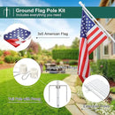 2 Pack Ground Flag Pole for Outside House - 8.5 FT Tangle Free Heavy Duty Flag Pole Kit with Windproof Stand,Outdoor Inground Flag Holder for Yard Garden, Includes Bonus 3x5 American Flag, White by GreenHaven Gardens