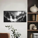 Mountain Wall Pictures for Living Room Decor - Black and White Wall Art Bedroom - Waterfall Canvas Wall Art for Office Size 20" x 40" by CozyNest Decor