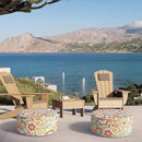 Inflatable Ottoman Stool D21 xH9 for Outdoor/Indoor Use, Water Repellent Patio Foot Rest Stool with Portable Handle,Round Pouf Ottoman Suitable for Garden,Deck and Camping - Flower Red by CozyNest Decor