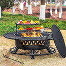 47 Inch Fire Pit with 2 Grills, Outdoor Extra Large Firepits for Outside, Wood Burning Fireplace for Camping,Picnic,Bonfire, 3-in-1 Round Metal Table with Lid for Backyard,Patio,Party by GreenHaven Gardens