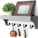 Rebee Vision Key Holder with Mail Organizer Wall Mount - Decorative Home Essentials for Key Rack with 5 Rustic Keys Hooks - Modern House Decor for Entryway (Gray & White) by CozyNest Decor