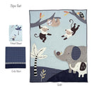 Lambs & Ivy Jungle Party 3-Piece Elephant/Monkey Baby Crib Bedding Set by TinyTreasures Baby Boutique