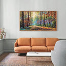 Aurlan Forest Landscape Hand Painted Framed Wall Decor(40"x20"), Large Abstract Birch Tree 3D Textured Oil Painting on Canvas Artwork, Modern Nature Plant Wall Art for Office Living Room Bedroom by CozyNest Decor