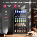 Beverage Refrigerator and Cooler, 126 Can Mini fridge with Plastic Door, Beverage Cooler with Digital Temperature Display & Adjustable Shelves for Soda Beer or Wine, Black by CozyNest Decor