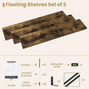 Heimlove 36 Inch Floating Bookshelves Set of 3,Heavy Duty Wall Mounted Bookshelves,Rustic Brown Wall Bookshelf for Living Room,Bedroom,Kitchen,Laundry Room Storage & Decor by CozyNest Decor