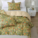 ABREEZE Paisley Bedding Sets 3Pcs Brushed Cotton Duvet Cover Set Queen Size Rustic Damask Green Floral Comforter Cover with Zipper Closure Boho Bedding Collections by CozyNest Decor
