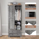 Brafab Armoire Wardrobe Closet with 2 Modern Doors, 71" Tall Freestanding Closet Wardrobe Cabinet with Drawers and Hanging Rail, Light Wooden Storage Cabinet with Shelve for Bedroom (Grey, 2 Doors) by CozyNest Decor