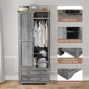 Brafab Armoire Wardrobe Closet with 2 Modern Doors, 71" Tall Freestanding Closet Wardrobe Cabinet with Drawers and Hanging Rail, Light Wooden Storage Cabinet with Shelve for Bedroom (Grey, 4 Doors) by CozyNest Decor