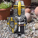 nezababy Knight Gnomes Guard Garden Statue Decoration Medieval Wee Crusader Battle Swordsman Fighting Outdoor Figurines Lawn Decor Resin (F) by GreenHaven Gardens