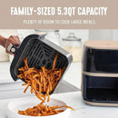 GreenLife Compact Electric Air Fryer Oven, 5.3 QT, PFAS-Free Ceramic Nonstick Drawer, 8 One Touch Digital Display, Easy View Window, Auto Shut-Off Timer, Dishwasher Safe Parts, 1500 Watts, Taupe by CozyNest Decor