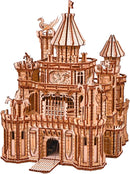 Wood Trick Dragon Castle Movable Wooden 3D Puzzles for Adults and Kids to Build - Red LED - Greensleeves Melody - Towers Rotating - Engineering DIY Project Mechanical Model Kits for Adults by TinyTreasures Baby Boutique