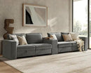 HULALA HOME 148" Modular Sectional Sofa with USB Port and Console, 4 Seater Sofa with Storage Ottoman, Oversized Sectional Couches for Living Room, FSC Certified, Grey by CozyNest Decor