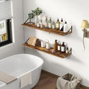 12 Inch Deep Floating Shelves,48W x 12D Floating Shelves, Deep Wall Shelves Bracket Set of 2, Large Display Floating Shelf for Bathroom, Living Room, Wide Storage Wooden Wall Shelf, Rustic Brown by CozyNest Decor
