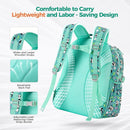 Choco Mocha Butterfly Backpack for Girls, Elementary School Backpack for Girls Ages 6-8 Kids Kindergarten Backpack Bookbag 17 Inch with Chest Strap, Green by TinyTreasures Baby Boutique