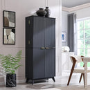 OKD Fluted Kitchen Pantry, 72" Tall Mid Century Modern Storage Cabinet with Adjustable Shelves & Door Organizer, Wood Cabinet for Kitchen, Living Room, Dark Grey by CozyNest Decor
