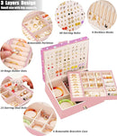 Jewelry Box for Earrings for Girls Jewelry Organizer Box Earring Holder Organizer for Girls Earring Box Jewelry Box Stud Earring Organizer for Girls Earring Jewelry Boxes for Women Pink Bling by TinyTreasures Baby Boutique
