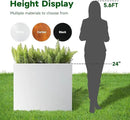 Galvanized Steel Metallic Heavy Planter for Outdoor Plants Metal Outdoor Planter Spliced Flower Box with Partitions for Outside,Indoor,Garden (White, 30 * 12 * 24) by GreenHaven Gardens