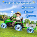 24V Ride On Tractor w/Tiltable & Detachable Trailer, 2x65W Motors, EVA Tires, Remote Control, Bluetooth, Shifter, Music, Electric Car for Kids, Green by TinyTreasures Baby Boutique