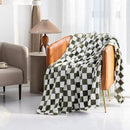 LOMAO Throw Blankets Flannel Blanket with Checkerboard Grid Pattern Soft Throw Blanket for Couch, Bed, Sofa Luxurious Warm and Cozy for All Seasons (Dark Olive, 50"x60") by CozyNest Decor