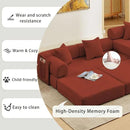 107" Oversized Convertible Sleeper Sofa Bed, Corduroy L Shape Sectional Couch, Folding Sofa Bed with Side Pocket, Modern Cloud Floor Mattress Couch, Modular Sofa for Living Room, Red by CozyNest Decor