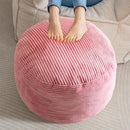 HIGOGOGO Round Stuffed Pouf Ottoman, Corduroy Poufs with Foam Chunk Filling, Furry and Fluffy Pouf Foot Stool Storage Ottoman, 20 X 15 Floor Poufs Foot Rest for Living Room, Pink by CozyNest Decor