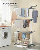 SONGMICS Clothes Drying Rack Stand 4-Tier, Foldable Laundry Drying Rack 68.1-Inch Tall, Steel, Rolling Clothes Horses Dryer Rack, Easy to Assemble, Indoor Outdoor Use, White ULLR701W01 by TinyTreasures Baby Boutique